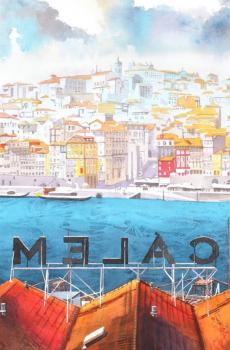 水彩城市风光插画-4