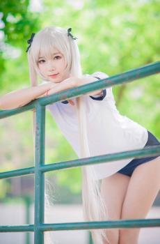 清纯萌妹cosplay穹妹校园写真-5