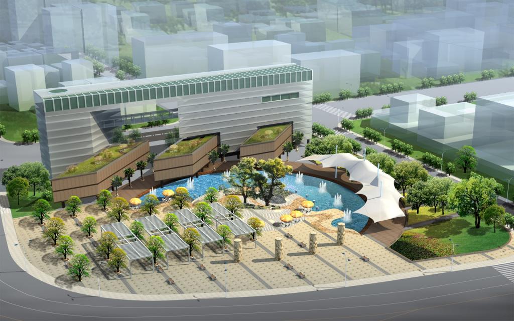 夜景城市建筑园林效果