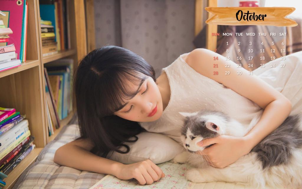 2018年10月清纯美女文艺写真日历