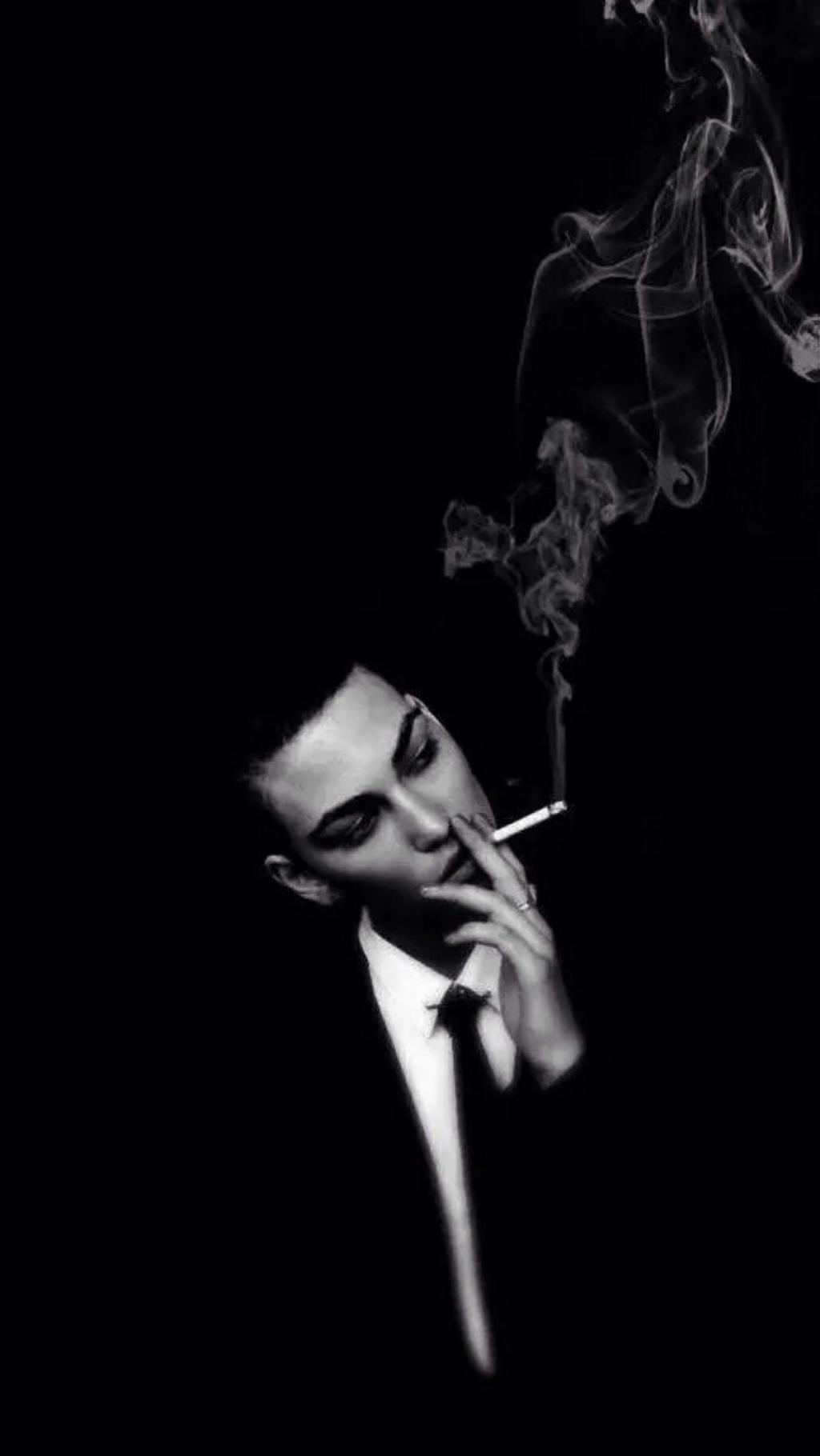 欧美人物抽烟黑白写真