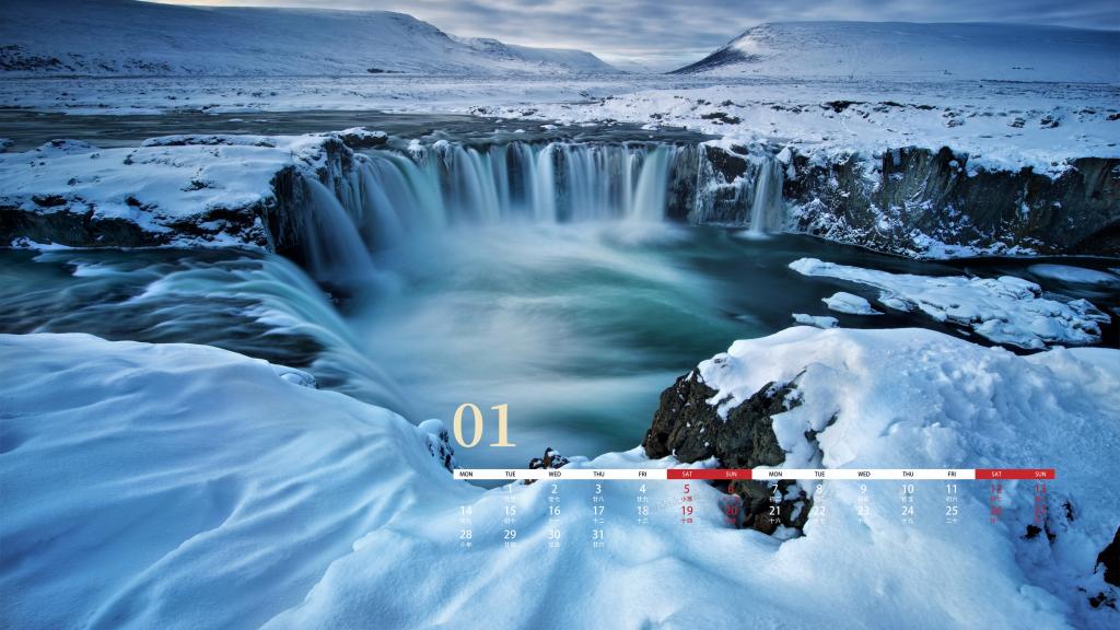 2019年1月冬日唯美雪景日历