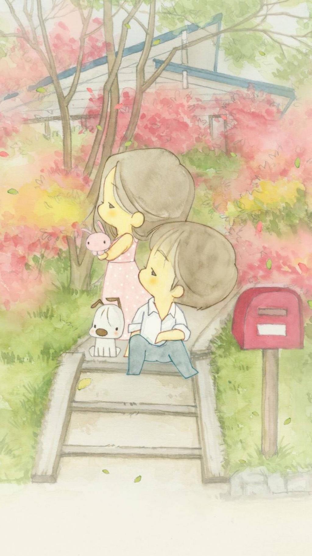 可爱情侣卡通插画