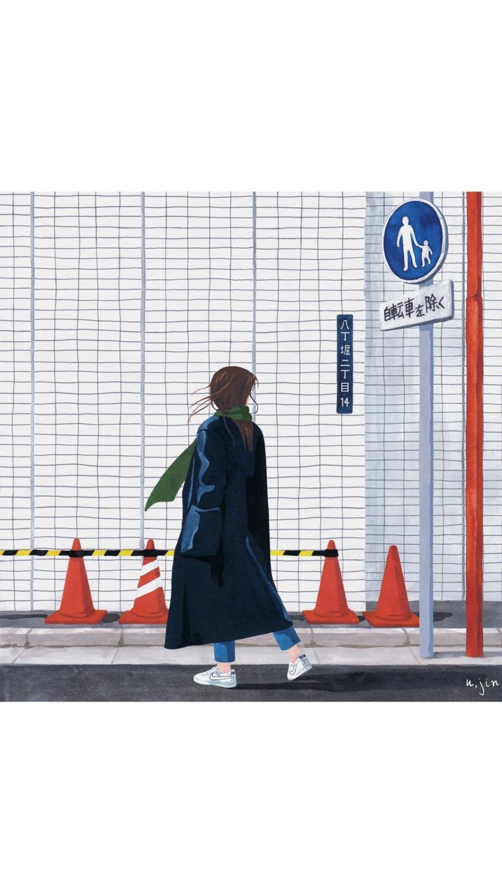 手绘日式小清新插画