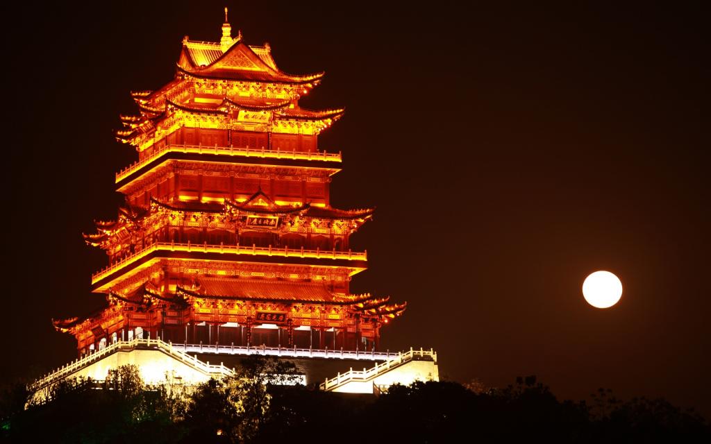 庐山德化楼夜景