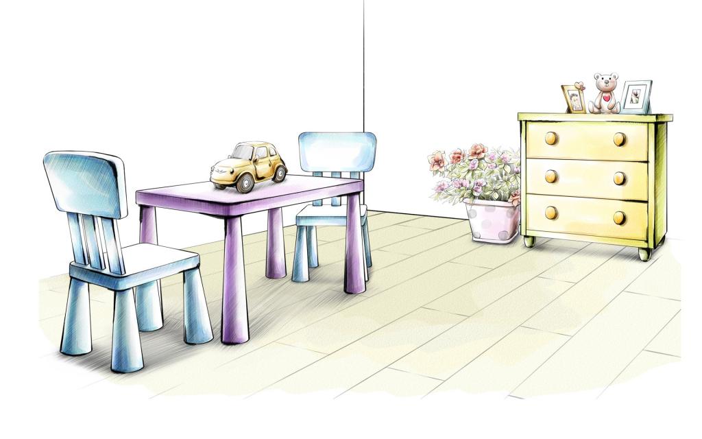 好看的手绘室内家居