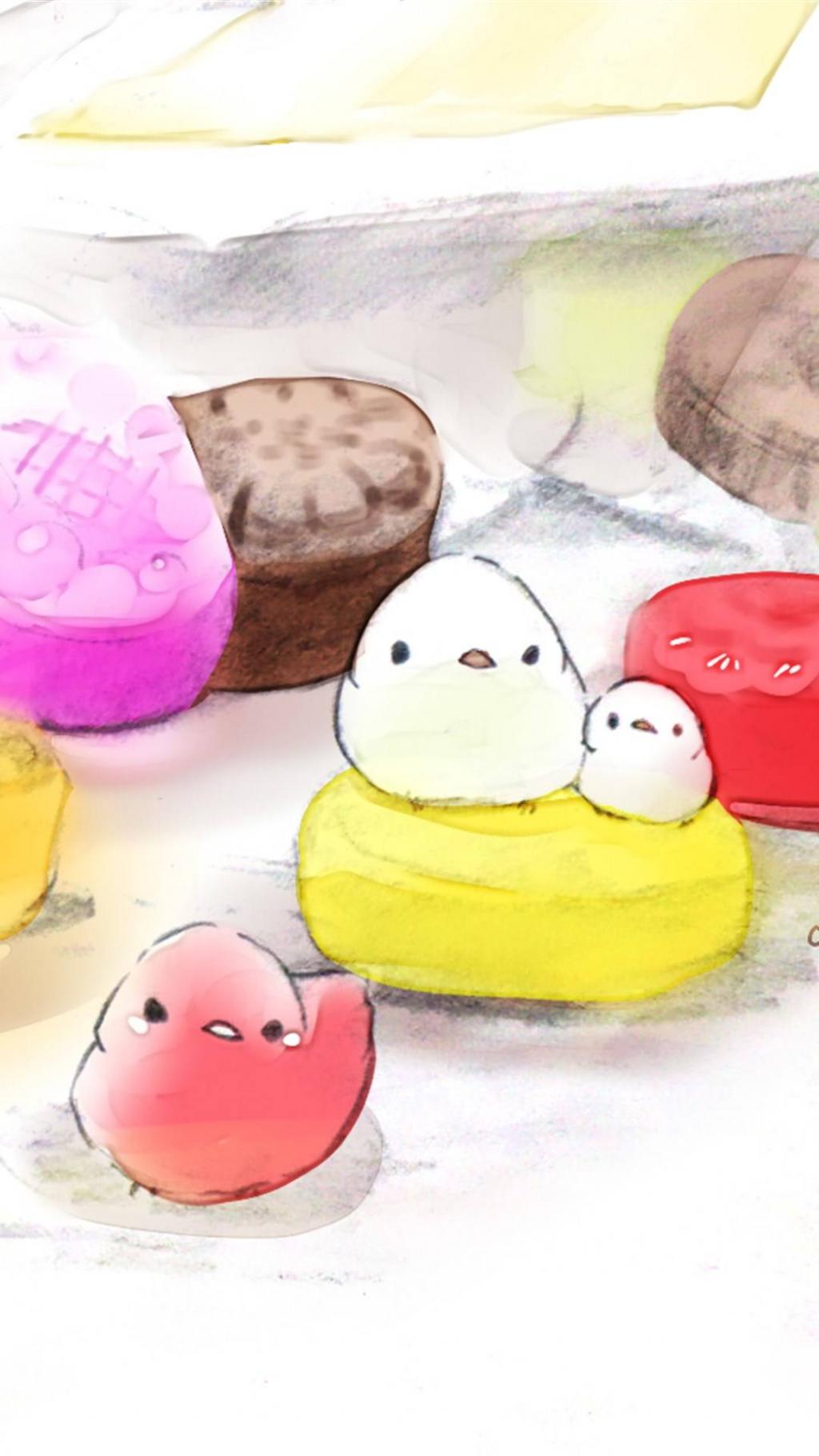 手绘水彩可爱小鸟插画