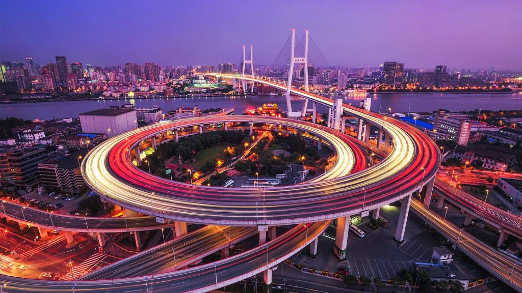 上海南浦大桥的夜景