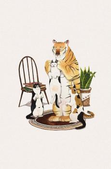 文艺手绘卡通喵咪插画-7