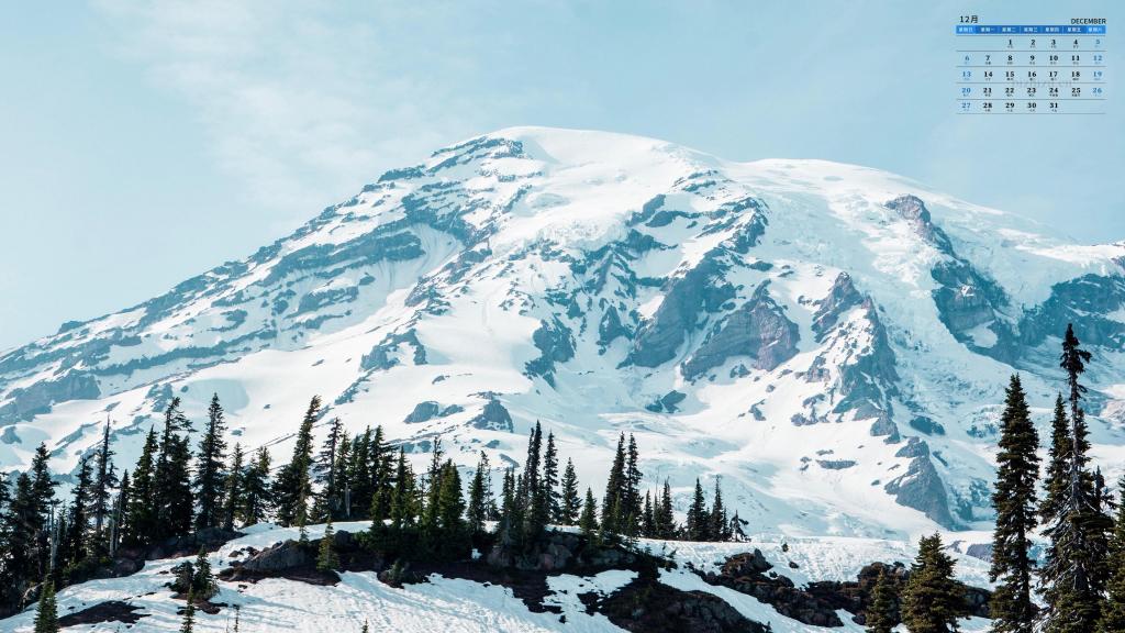 2020年12月冬天雪景日历