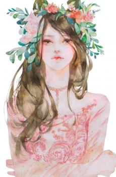 手绘水彩花仙子-5