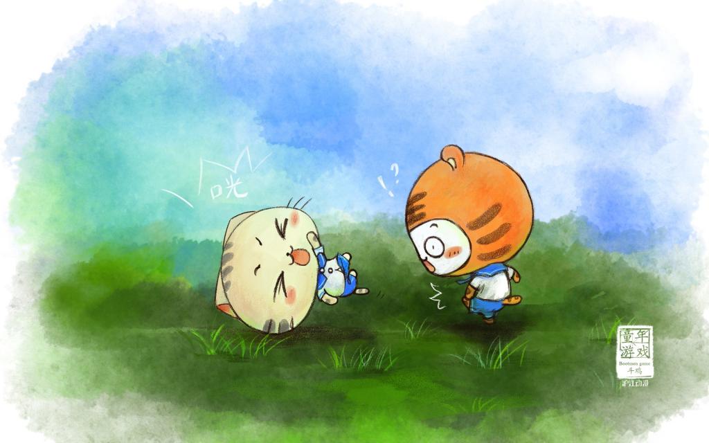 童年游戏可爱卡通猫壁纸