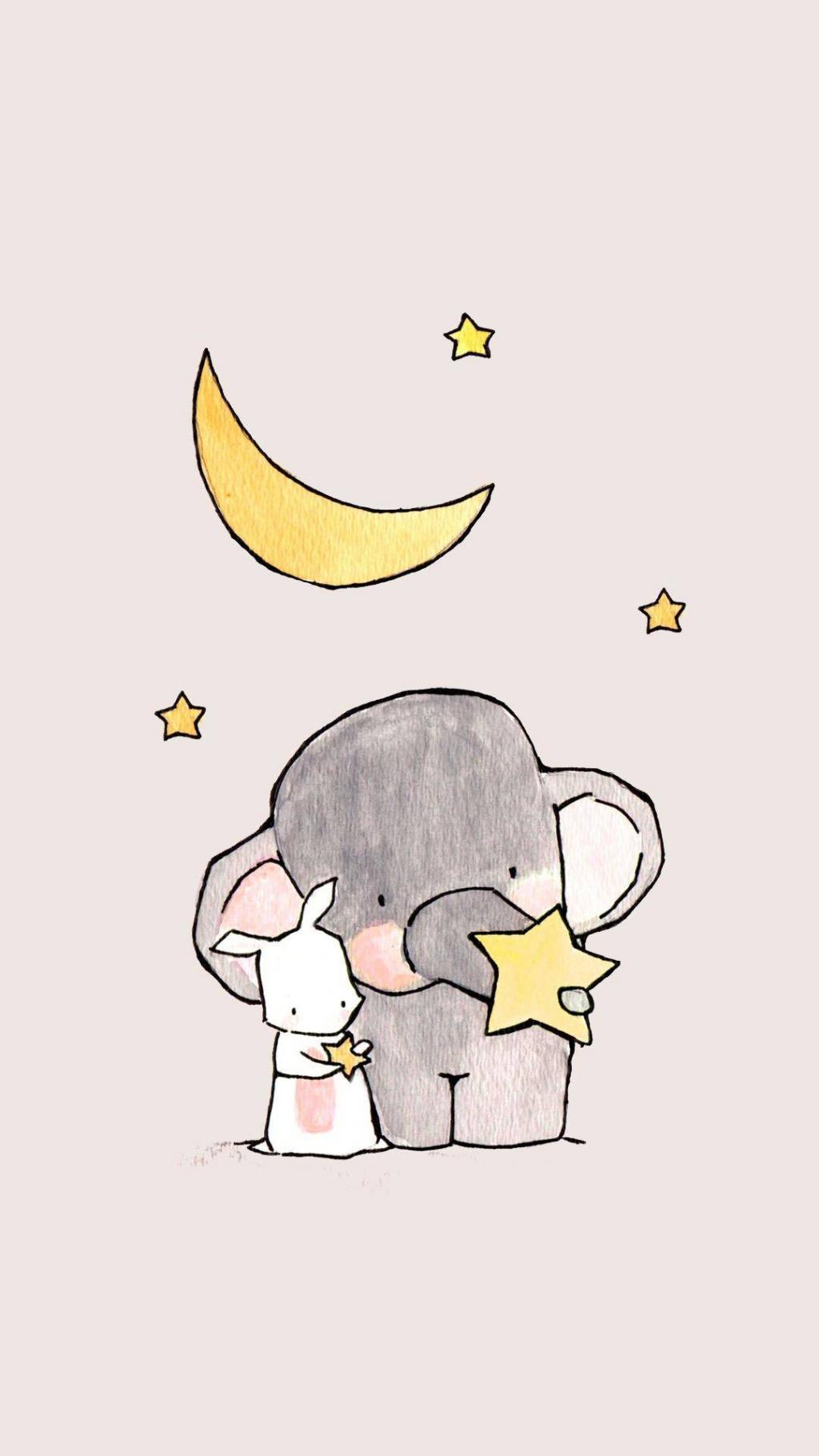 可爱手绘大象插画