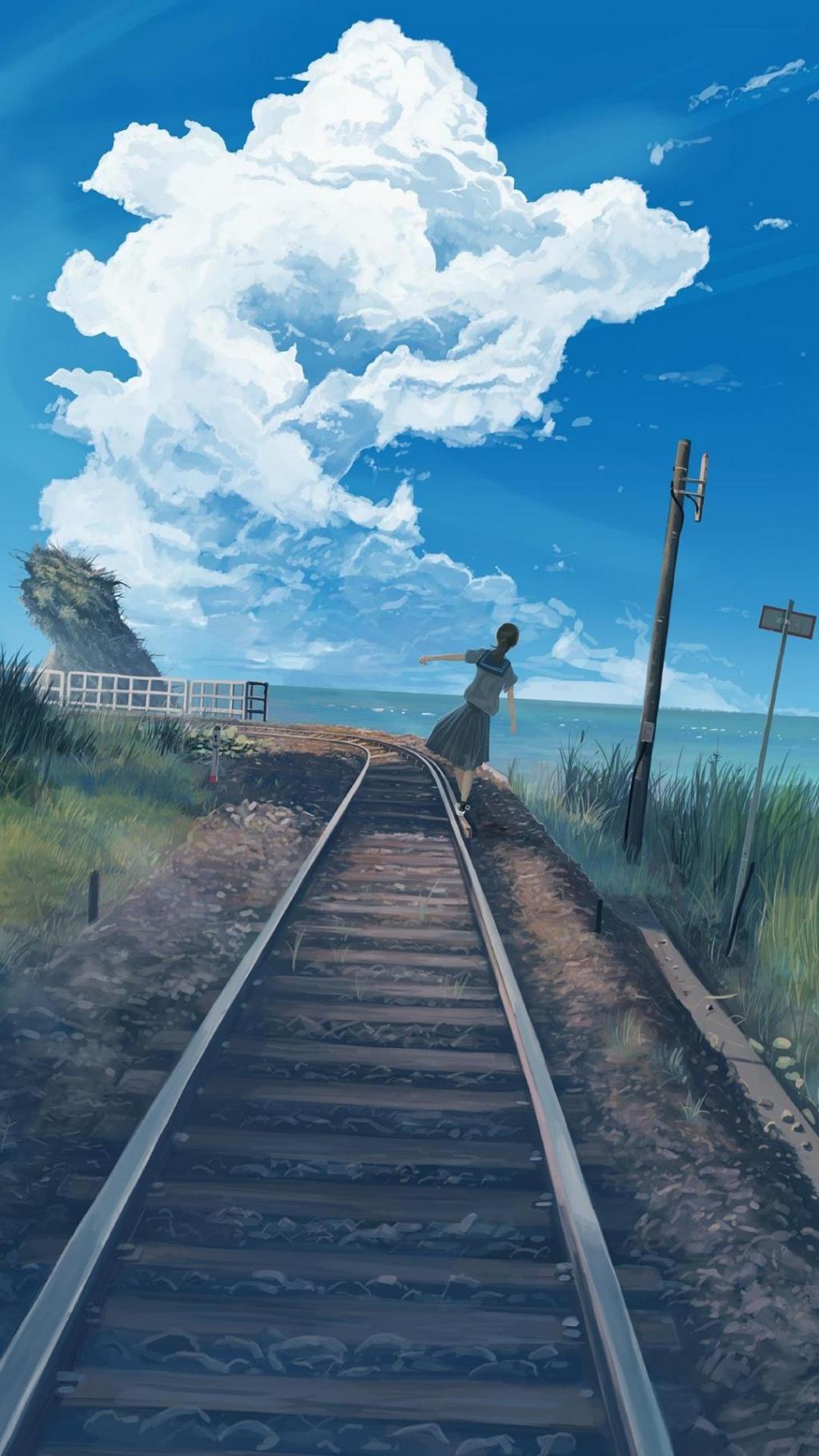 适合夏天的清新治愈动漫场景插画