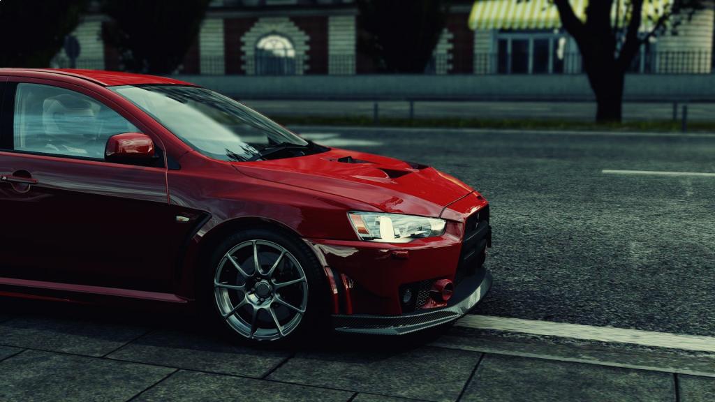 近距离拍摄三菱第十代EVO跑车