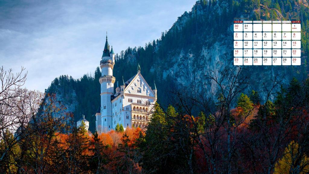 2018年12月童话般的新天鹅堡日历