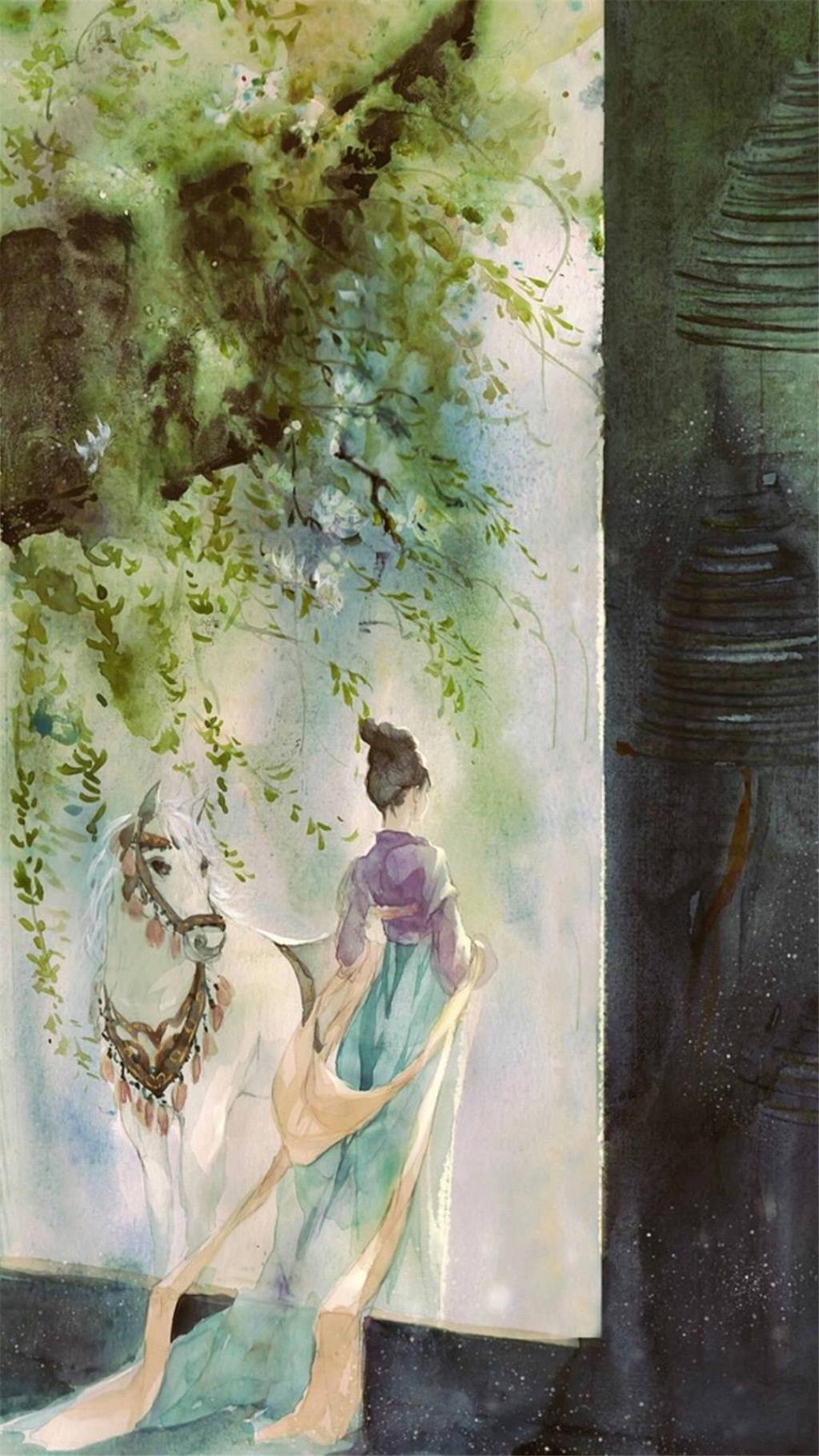 唯美古风手绘美女插画