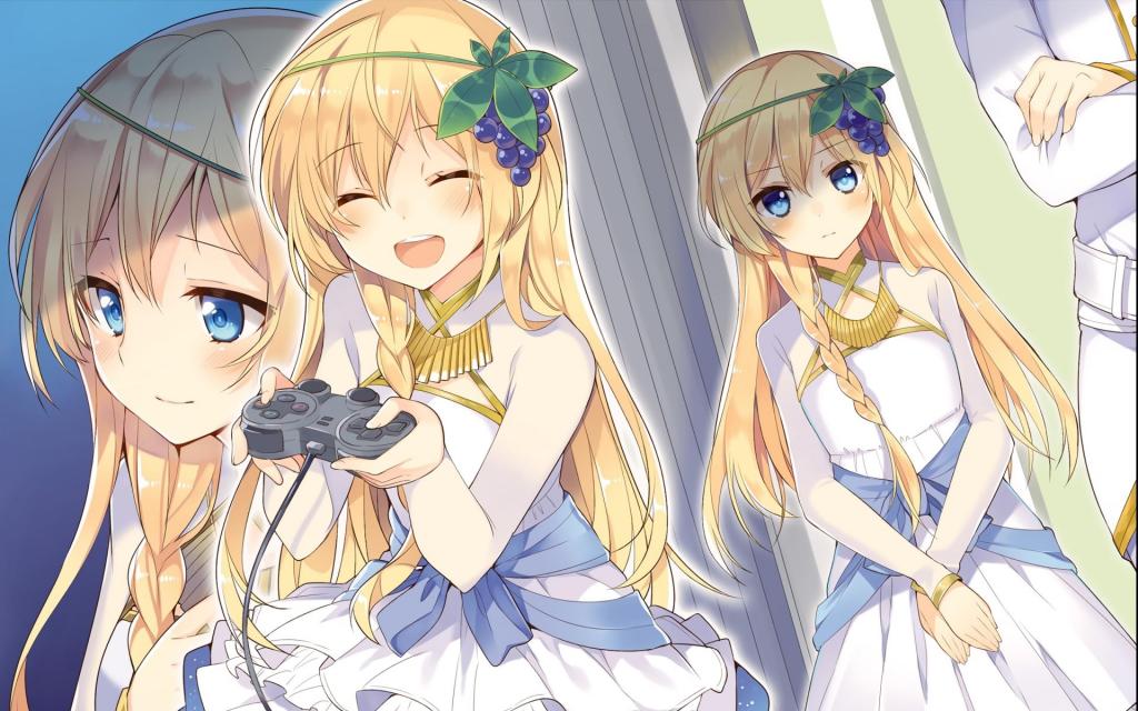 该壁纸以动漫人物,卡通,二次元,可爱为主,把为美好的世界献上祝福动漫