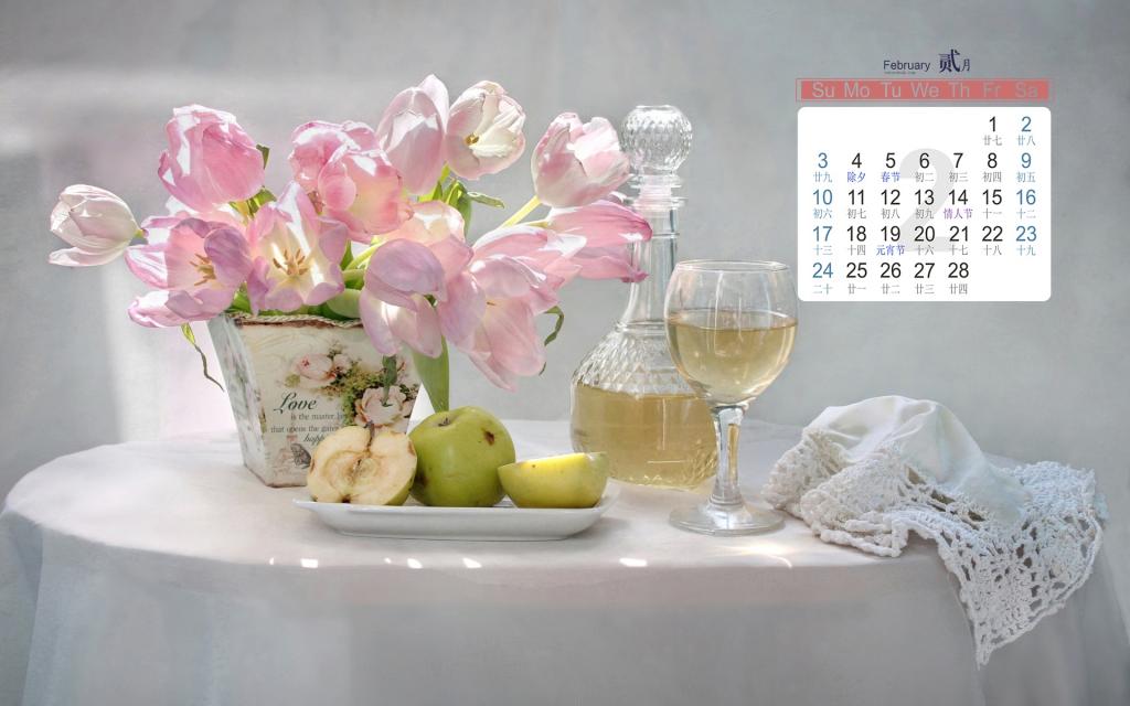 2019年2月居家唯美花卉装饰写真日历