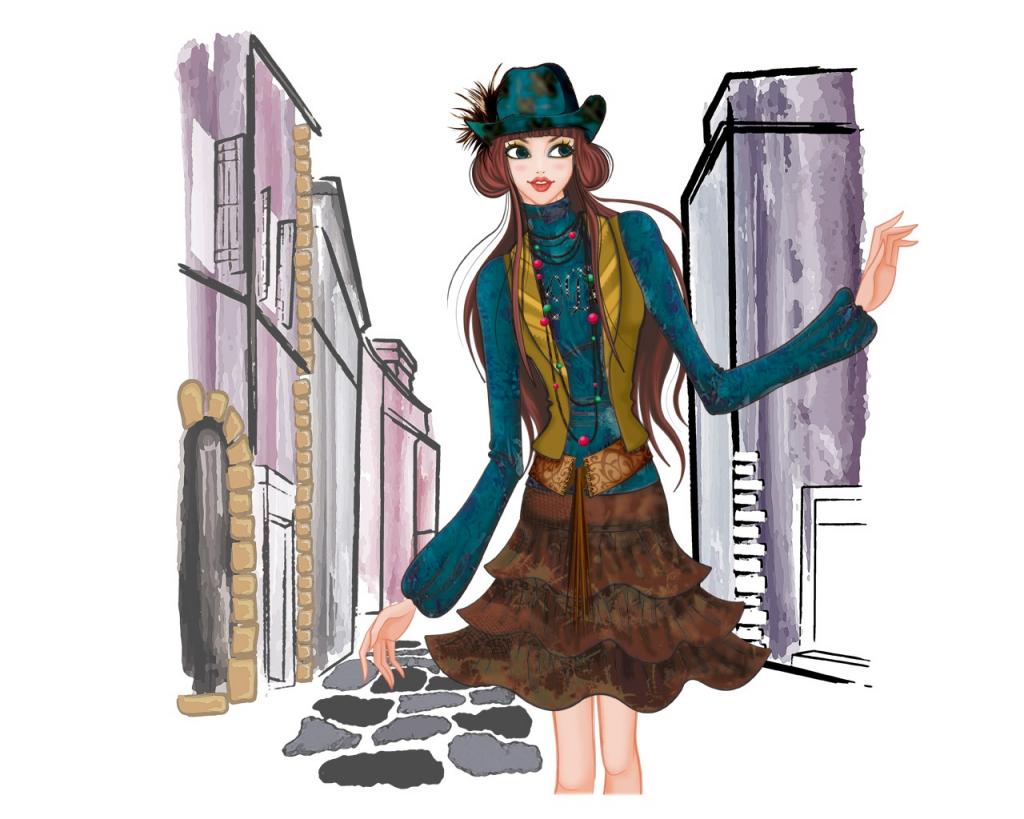 手绘艺术时尚女性