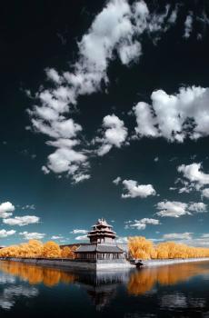 蓝天古迹护城河-3