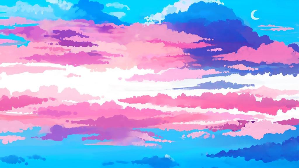 绚丽多彩天空唯美手绘插画