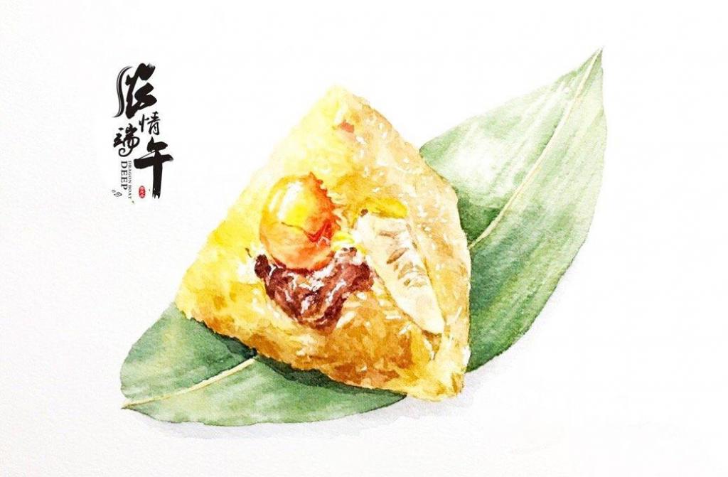 端午安康美味粽子水彩手绘插画