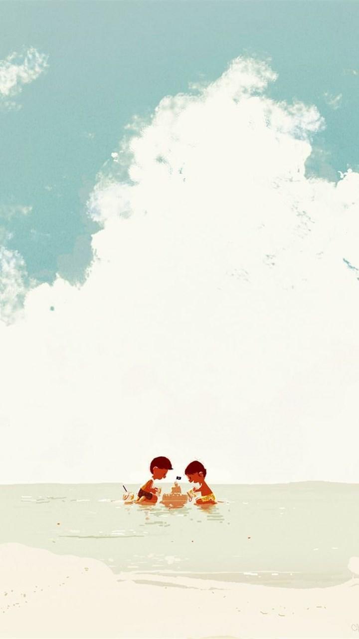 儿童节快乐插画图片手机壁纸