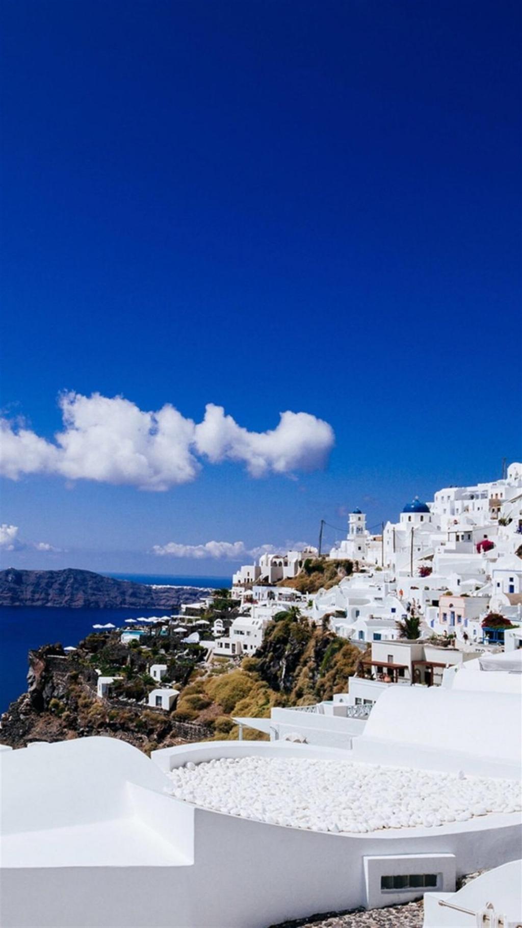 圣托里尼岛的蓝天大海