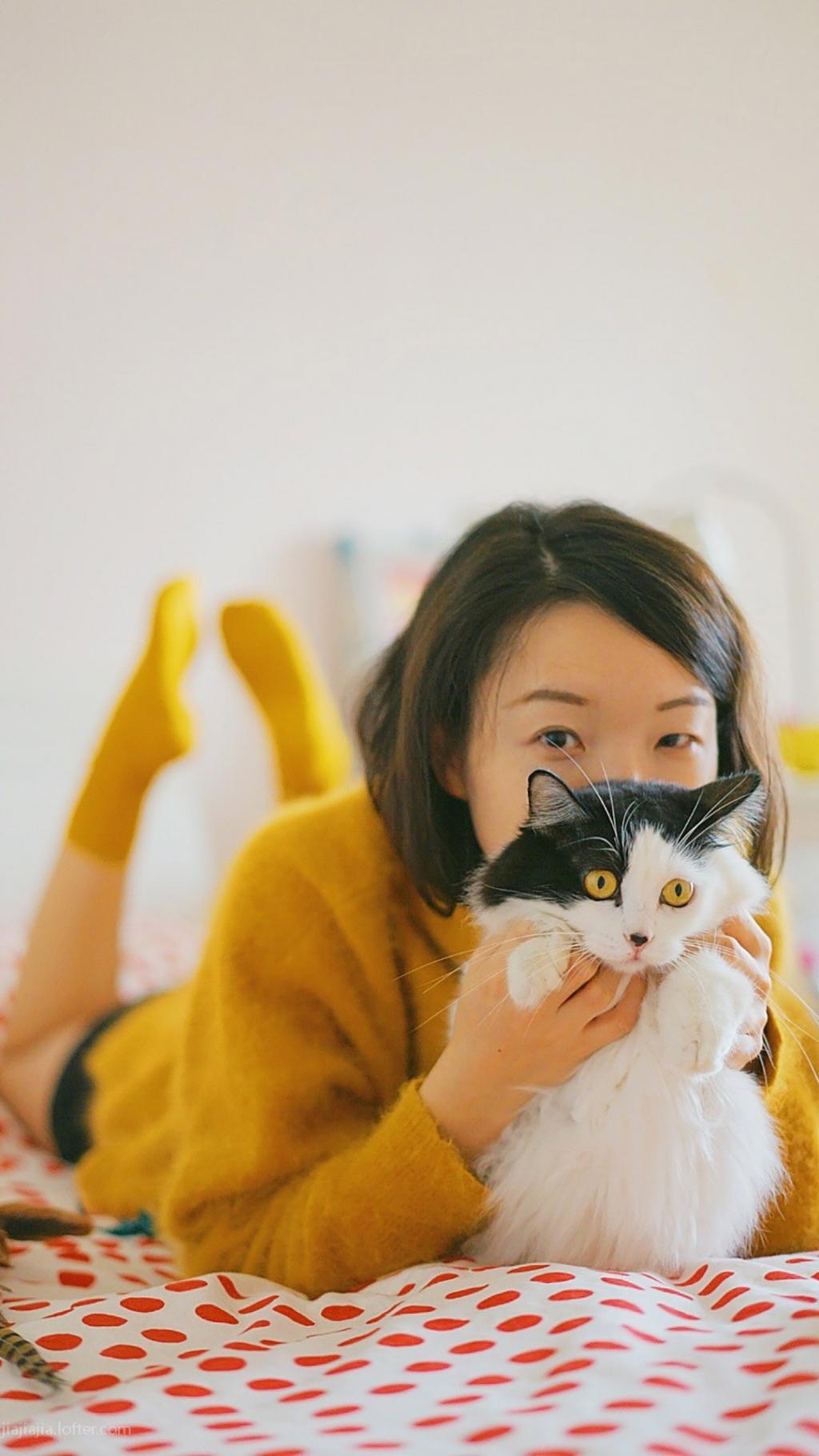 美女与猫唯美写真