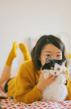 美女与猫唯美写真-2
