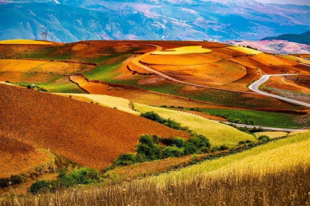 云南省的东川红土地优美自然风光迷人写真