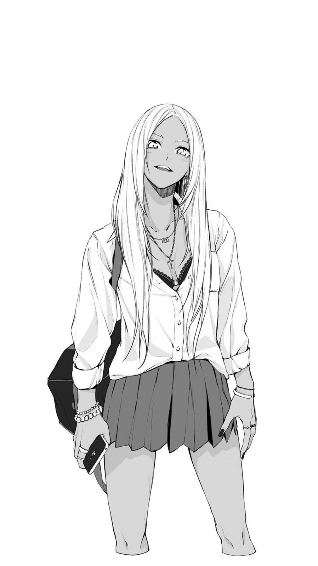 素描手绘学生美少女