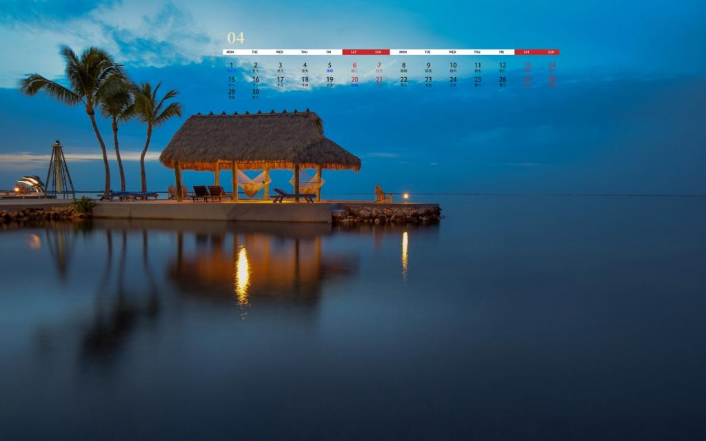 2019年4月美丽的水面日历