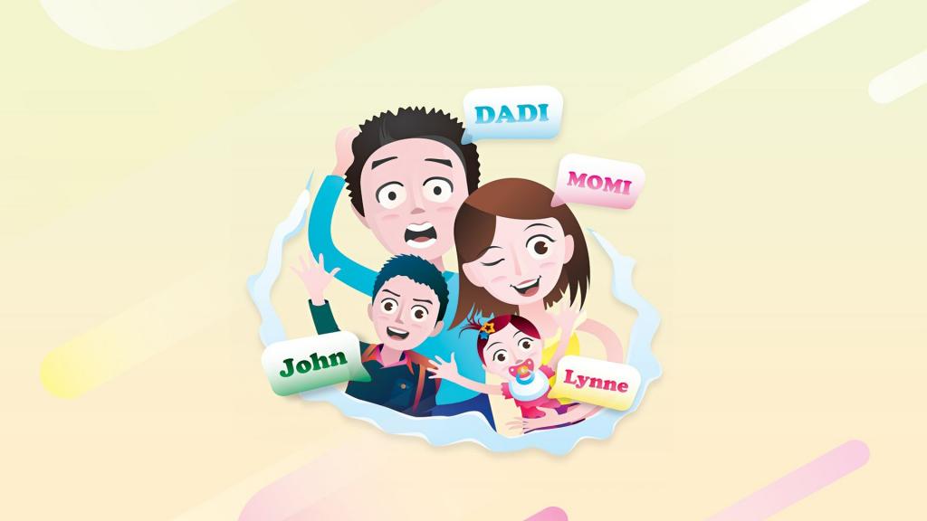 一家四口幸福温馨卡通图片