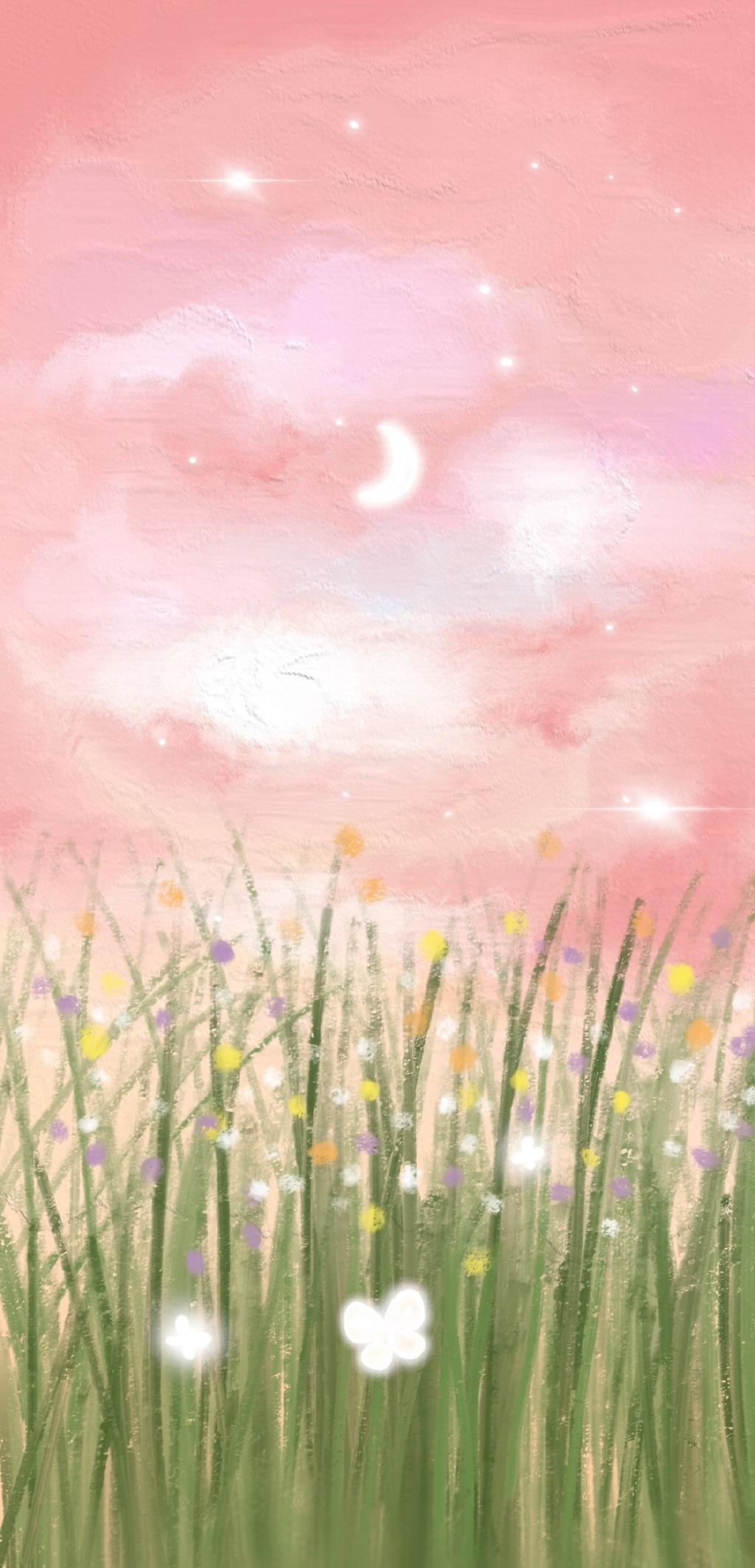 唯美油画小清新风光插画