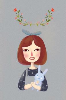 文艺女孩手绘插画iphone壁纸-5