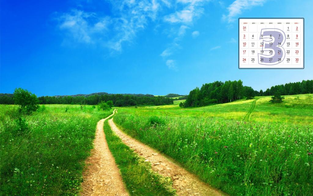 2019年3月春天的自然风光日历