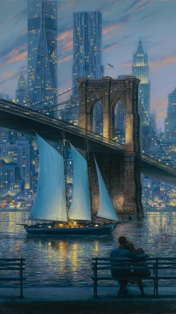 城市夜景建筑插画