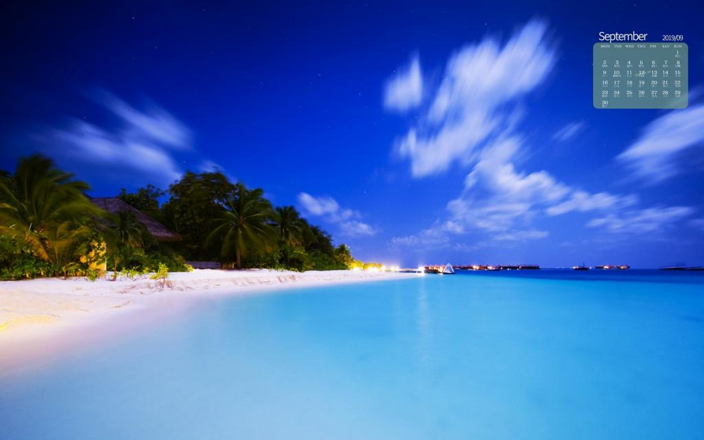 2019年9月心中的大海日历